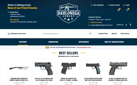 Dahlonega Armory homepage on its 2AData dealer website