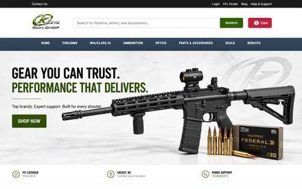 Keys Gun Shop homepage on its 2AData dealer website