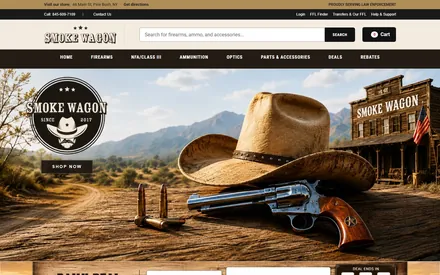 Smoke Wagon Firearms homepage on its 2AData dealer website